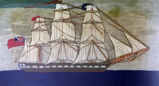 A Victorian woolwork picture, overall 23.75in. x 15.5in.